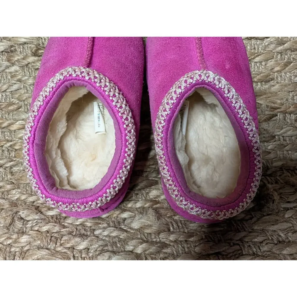 Kids UGG Tasman II Slipper - Pink Bloom Suede Girls Size 8 US Comfort